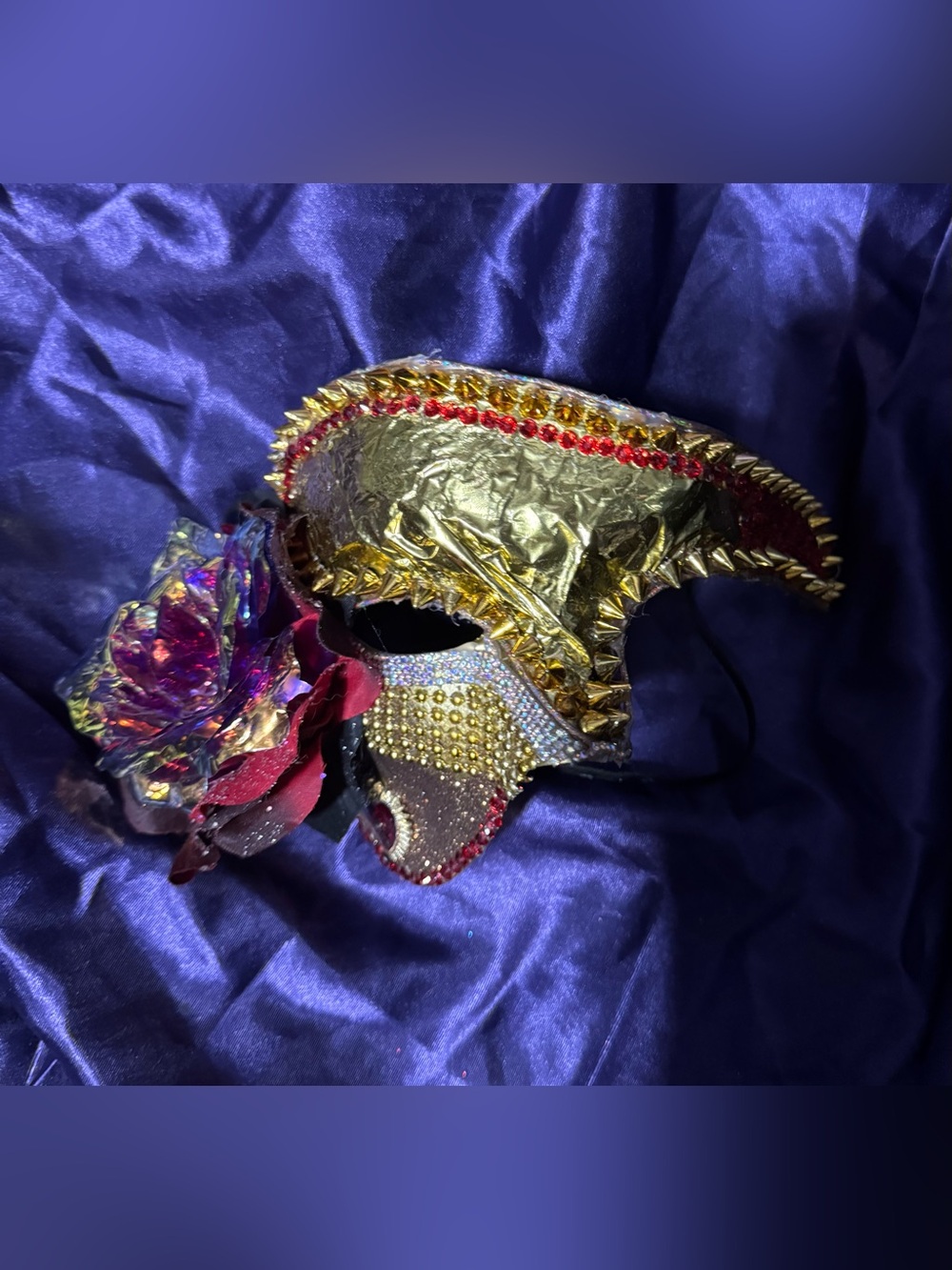 Gold and Red Decorative Women's Masquerade Mask